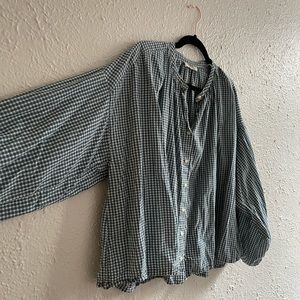 Doen Jane Blouse blue plaid size Large Rudy Jude